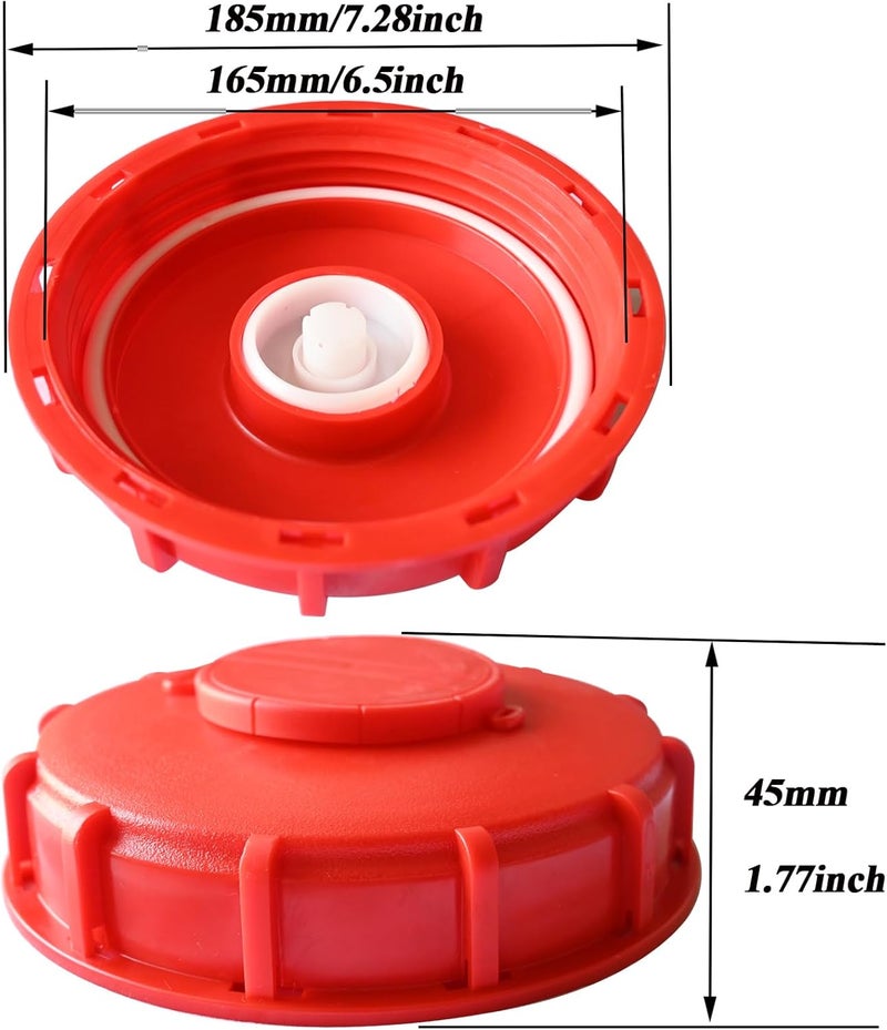 MDDEYEMEFO IBC Tote Lid Cover with Gasket, 6.5" IBC Tank Leak-Proof Design Water Liquid Tank Cap with Vent Hole for Chemical, Food, Industries Storage, Red - Image 2